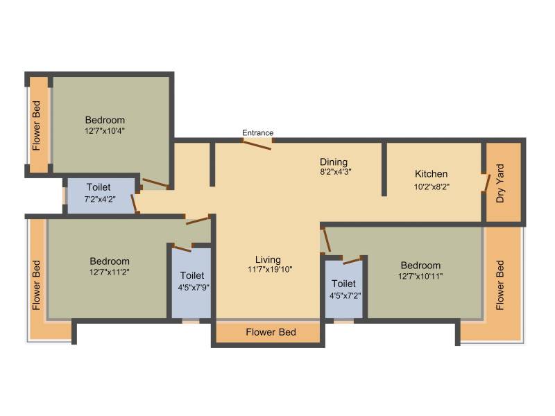 RNA Grandeur (3BHK+3T (1,610 sq ft) 1610 sq ft)