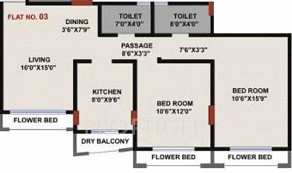 HDIL Harmony (2BHK+2T (1,060 sq ft) 1060 sq ft)