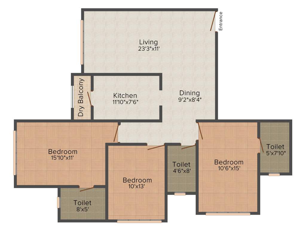 HDIL Whispering Towers (3BHK+3T (1,795 sq ft) 1795 sq ft)