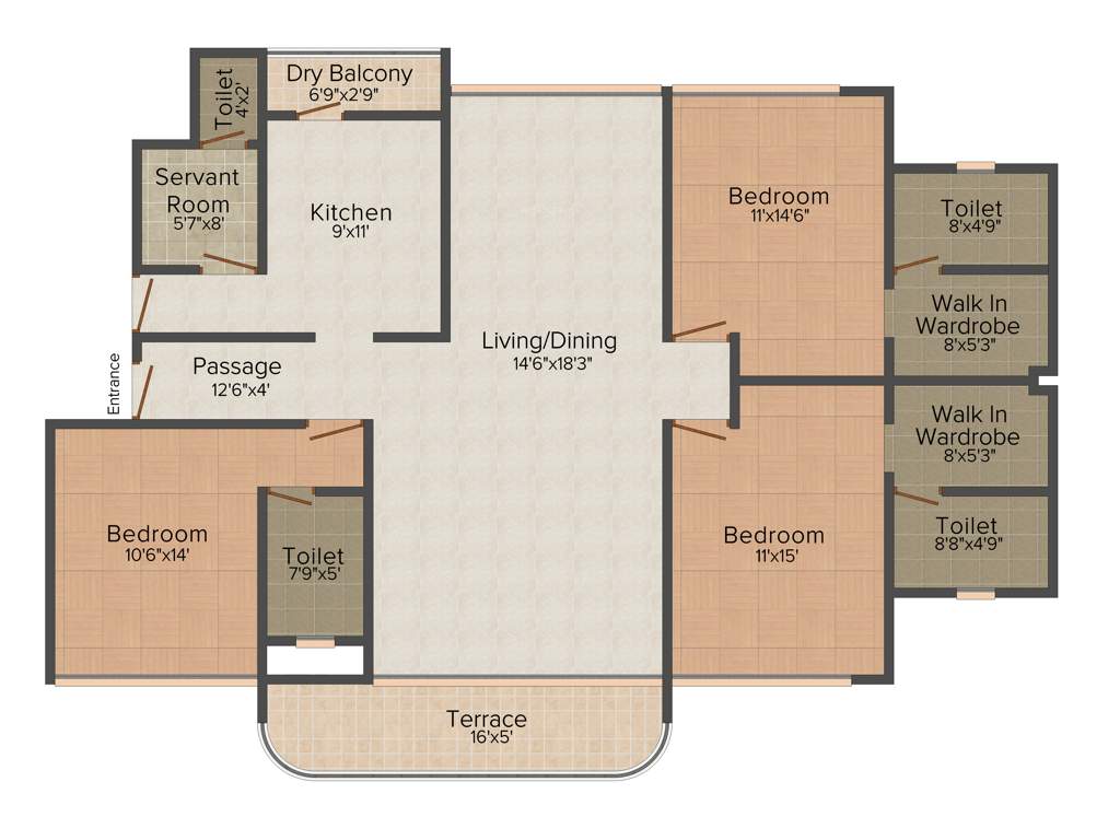 Kumar Siddhachal (3BHK+3T (1,898 sq ft) Servant Room 1898 sq ft)