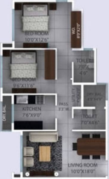 Ajmera Opal (2BHK+2T (925 sq ft) 925 sq ft) Ajmera Opal (2BHK+2T (925 sq ft) 925 sq ft)