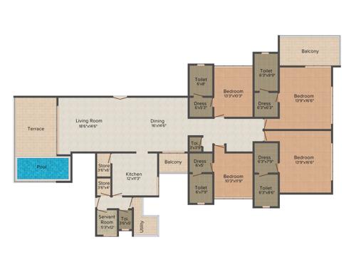 Ajmera Aria (4BHK+5T (5,850 sq ft) + Servant Room 5850 sq ft)