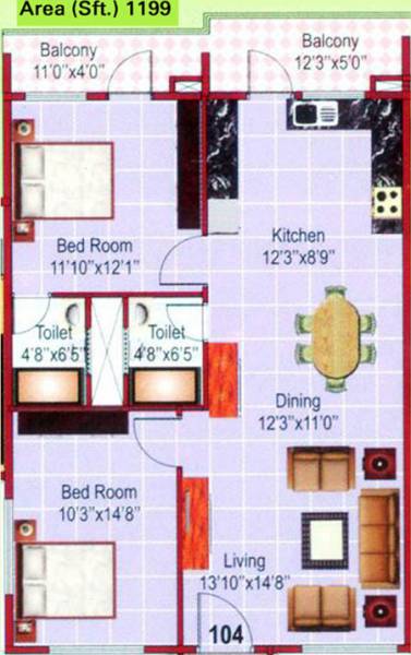 VKC Chourasia Manor Phase 1 (2BHK+2T (1,199 sq ft) 1199 sq ft) VKC Chourasia Manor Phase 1 (2BHK+2T (1,199 sq ft) 1199 sq ft)