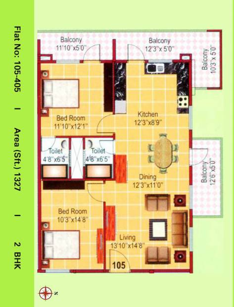VKC Chourasia Manor Phase 1 (2BHK+2T (1,327 sq ft) 1327 sq ft)