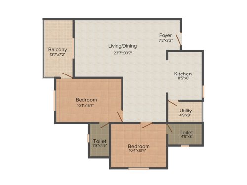 Aratt Requizza (2BHK+2T (1,395 sq ft) 1395 sq ft)