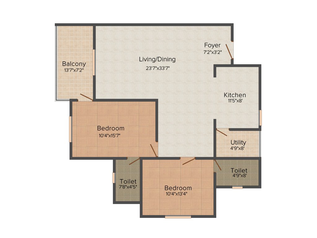 Aratt Requizza (2BHK+2T (1,395 sq ft) 1395 sq ft)