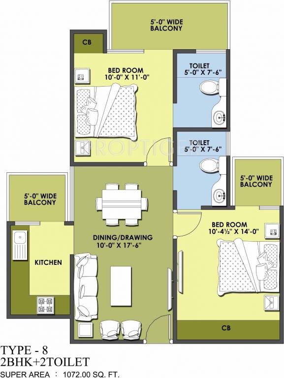 MR Proview Delhi 99 (2BHK+2T (1,072 sq ft) 1072 sq ft)