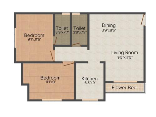 Mateshwari Regency (2BHK+2T (950 sq ft) 950 sq ft)