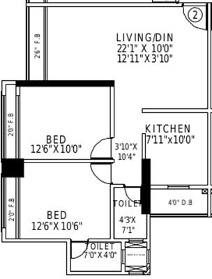 Agarwal Nimit Tower (2BHK+2T (1,120 sq ft) 1120 sq ft)