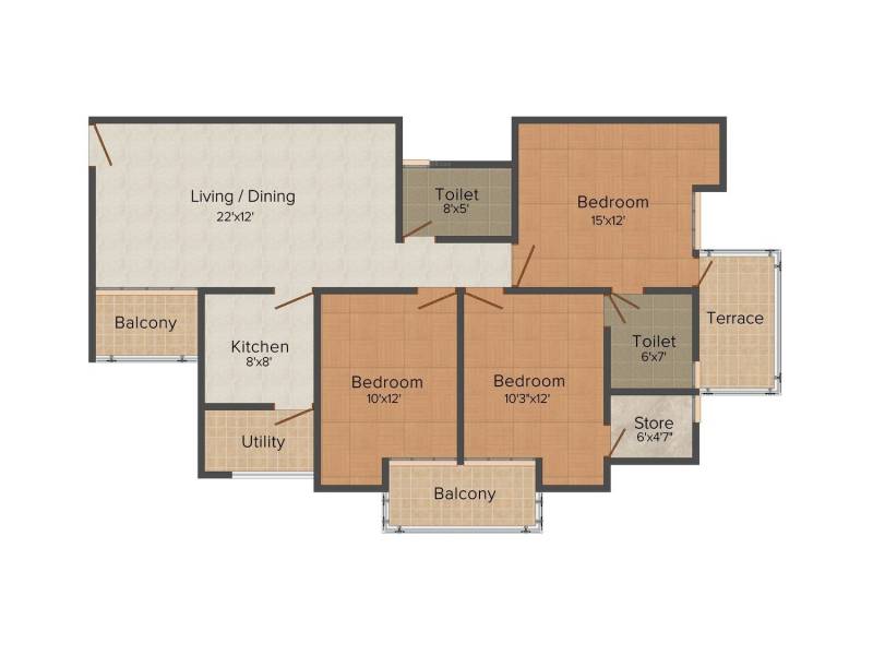 The Antriksh Golf Links (3BHK+2T (1,545 sq ft) 1545 sq ft)