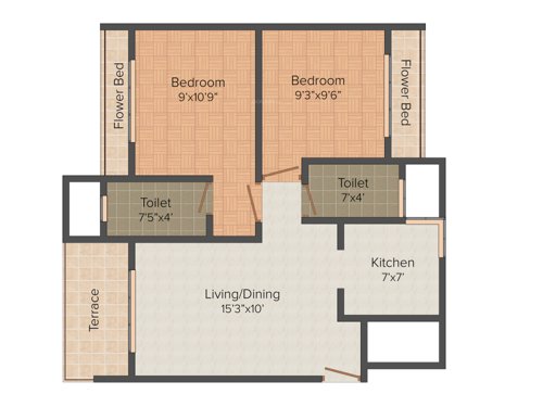 Gami Group Bhakti 2BHK+2T (960 sq ft) Gami Group Bhakti 2BHK+2T (960 sq ft)