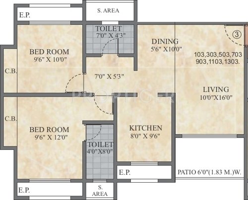 MS Vrindavan Shrushti (2BHK+2T (1,140 sq ft) 1140 sq ft)