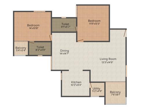 Aratt Firenza (2BHK+2T (1,307 sq ft) 1307 sq ft)