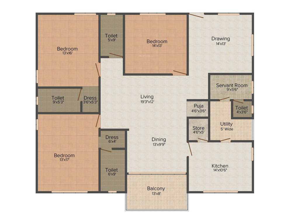 Shanta Fortune Icon (3BHK+4T (2,520 sq ft)   Servant Room 2520 sq ft)