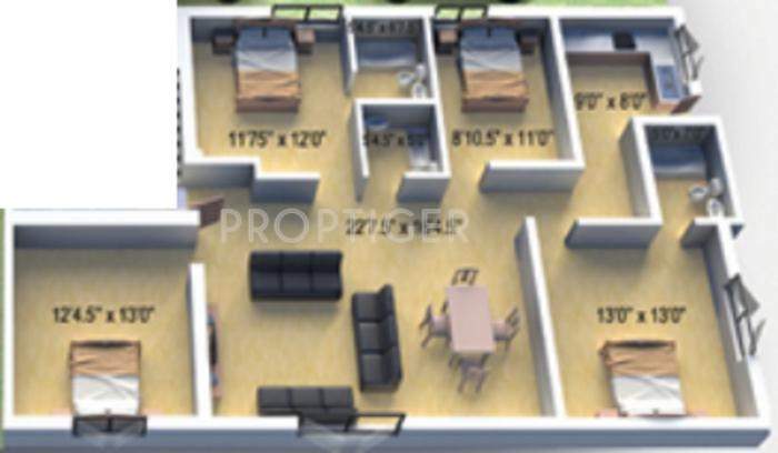 Golden Kingdom (4BHK+3T (1,593 sq ft) 1593 sq ft)