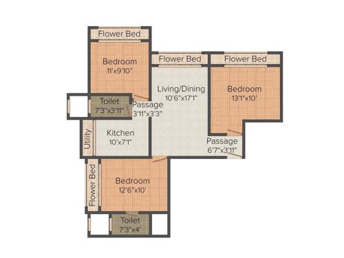Vardhman Vista (3BHK+3T (1,460 sq ft) 1460 sq ft)