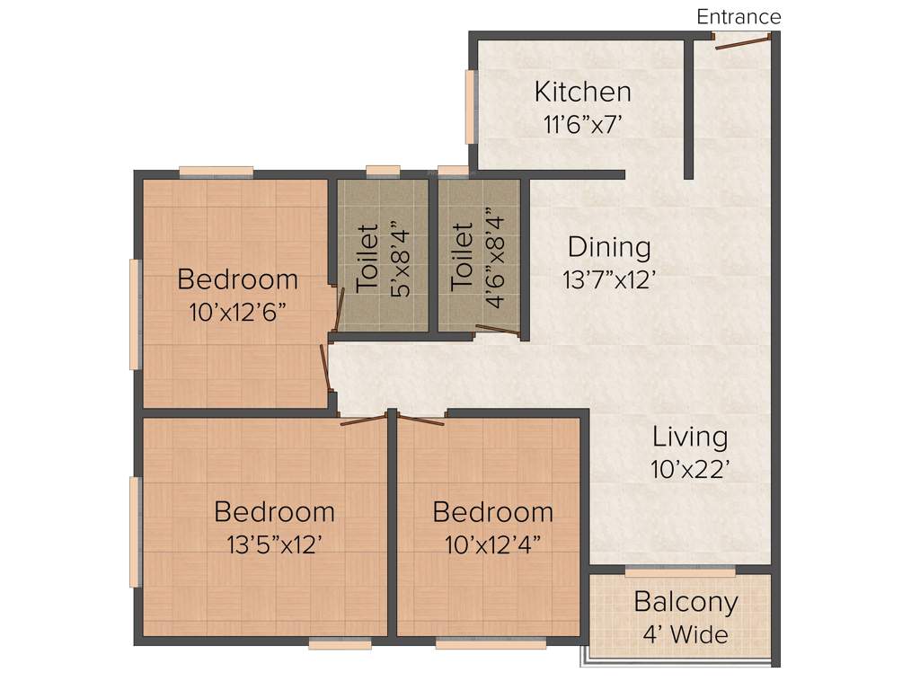 Jain Dream Palazzo (3BHK+2T (1,385 sq ft) 1385 sq ft)