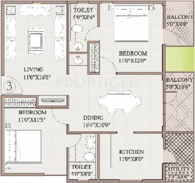 Vars Splendid (2BHK+2T (1,290 sq ft) 1290 sq ft)