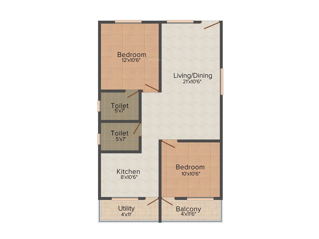 Peninsula Pinnacles (2BHK+2T (971 sq ft) 971 sq ft)