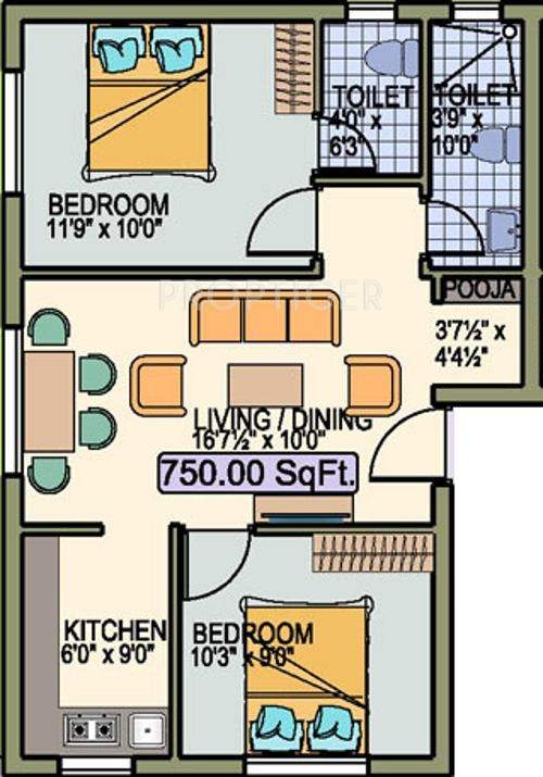 Zion Zion Castle (2BHK+2T (750 sq ft) Pooja Room 750 sq ft)