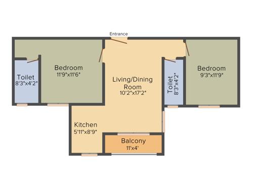 Ganguly 4 Sight Abode (2BHK+2T (1,088 sq ft) 1088 sq ft)