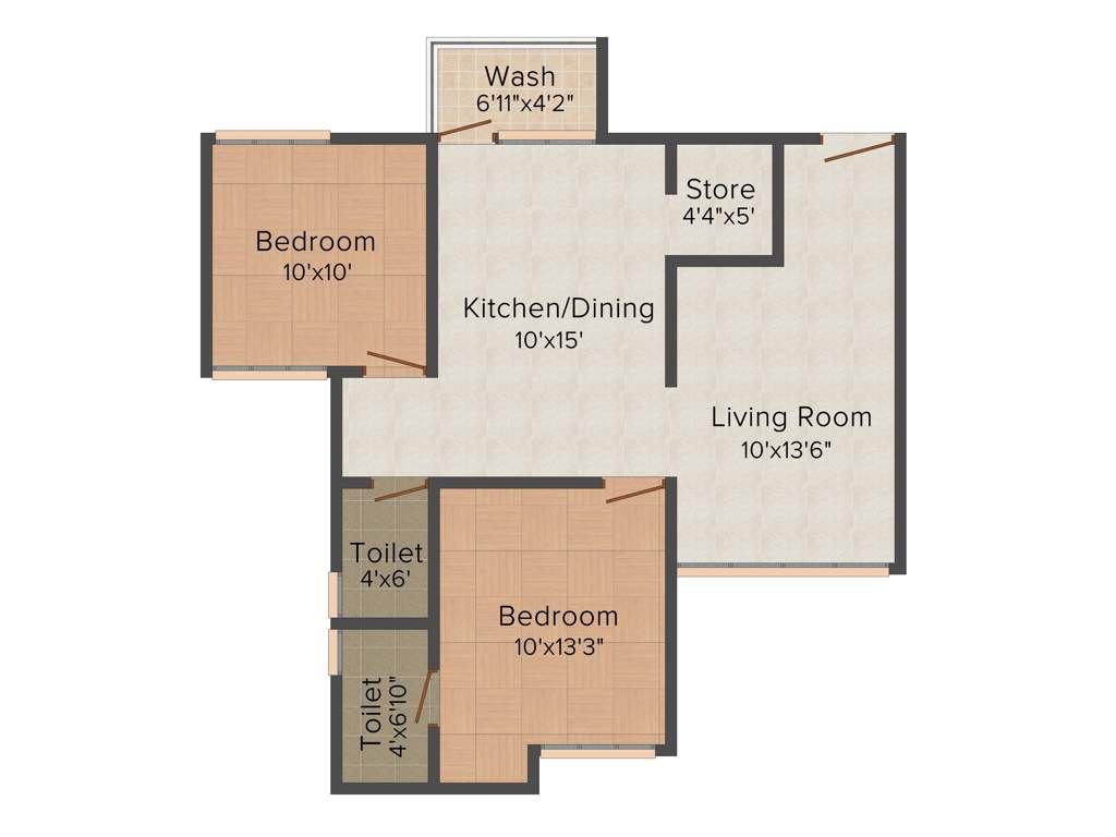 Shyam Elegance (2BHK+2T (1,053 sq ft) 1053 sq ft)