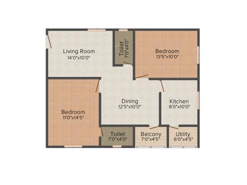 Shri Rama Royale (2BHK+2T (1,080 sq ft) 1080 sq ft)