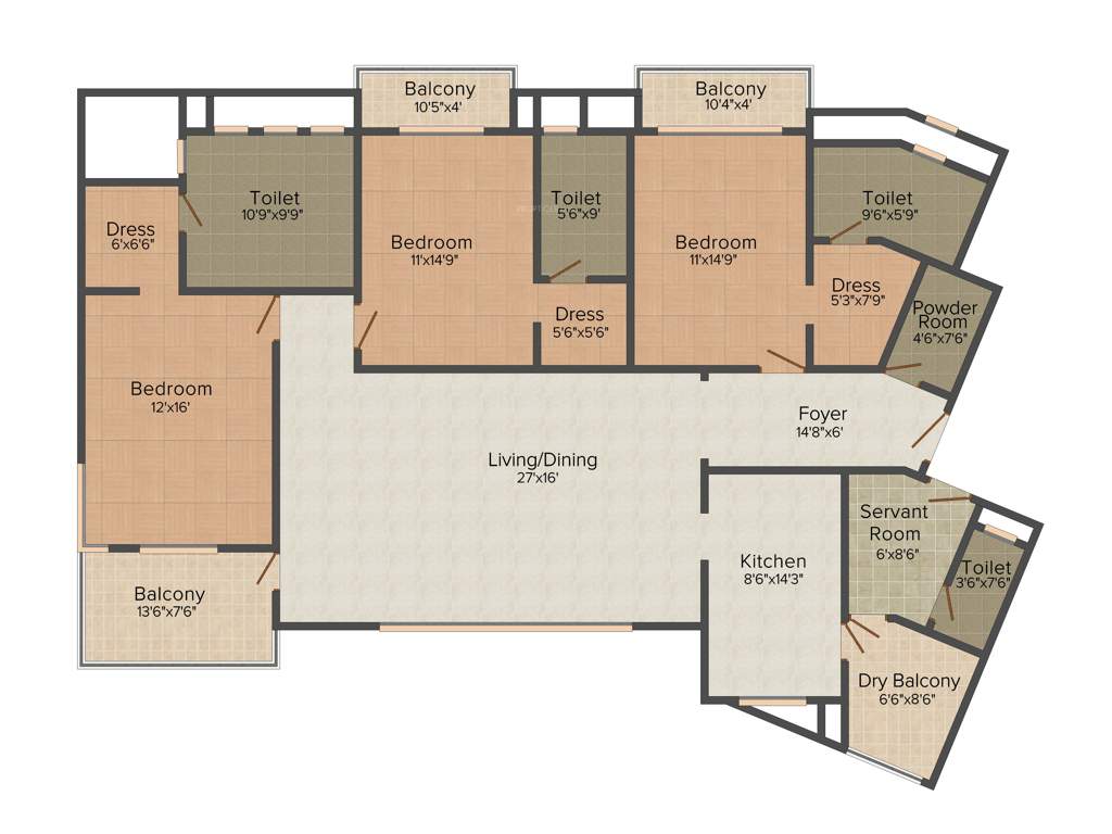 Jaypee Kristal Court (3BHK+4T (2,700 sq ft) 2700 sq ft)
