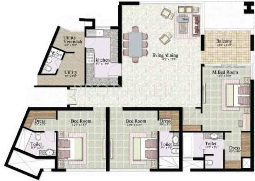 Jaypee The Kalypso Court (3BHK+3T (2,430 sq ft) 2430 sq ft)