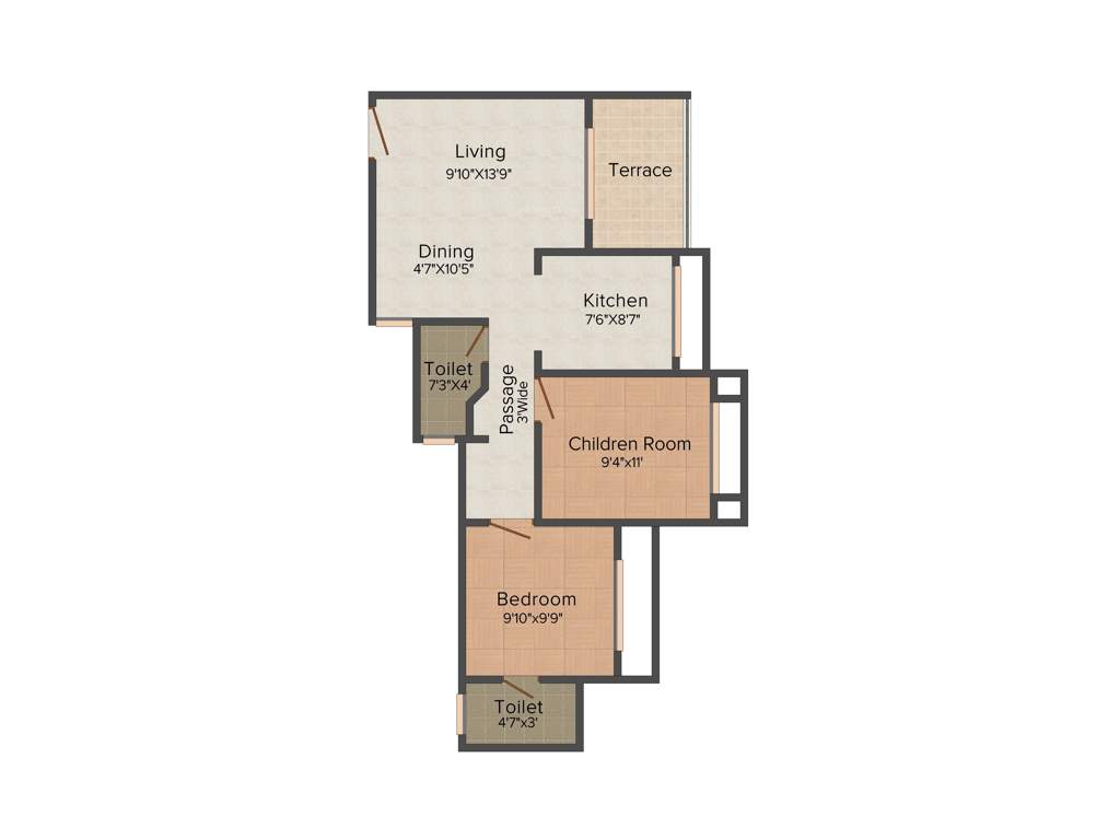 Charms City (2BHK+2T (895 sq ft) 895 sq ft)