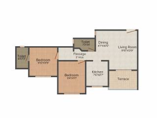 Charms Paradise (2BHK+2T (880 sq ft) 880 sq ft) Charms Paradise (2BHK+2T (880 sq ft) 880 sq ft)