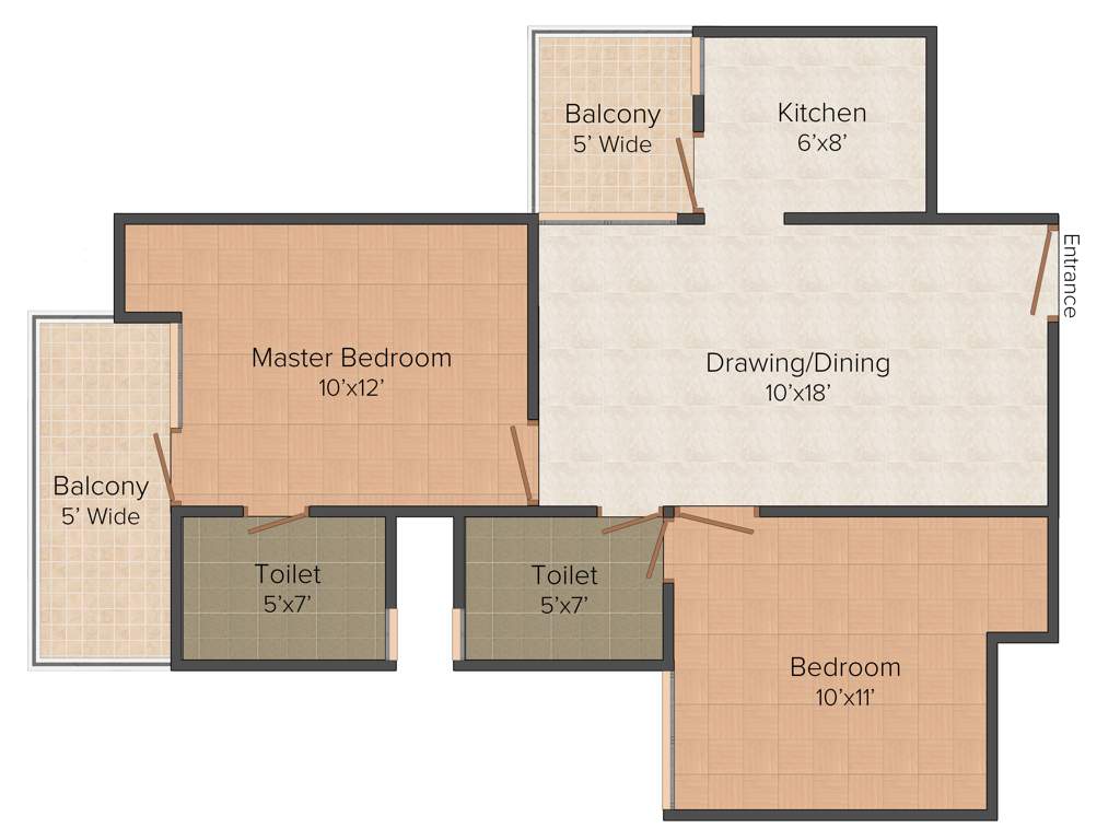 Galaxy North Avenue 1 (2BHK+2T (905 sq ft) 905 sq ft)