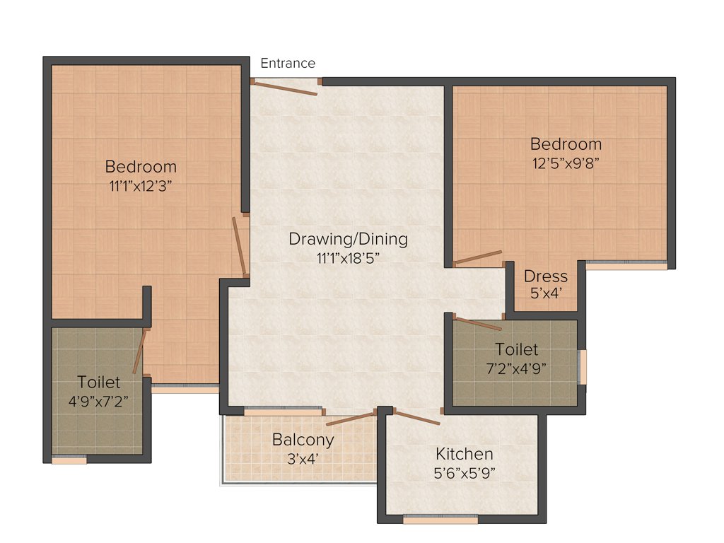 Ansal Sushant Media Enclave (2BHK+2T (1,072 sq ft) 1072 sq ft)