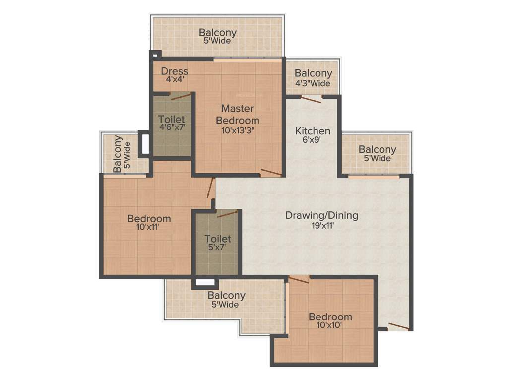 SKB Gold Coast (3BHK+2T (1,435 sq ft) 1435 sq ft)