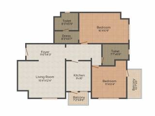 Emaar The Views (2BHK+2T (1,350 sq ft) 1350 sq ft)