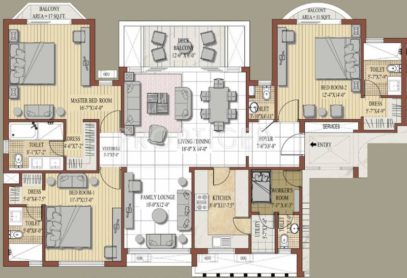 Jaypee Knights Court (3BHK+3T (2,675 sq ft)   Servant Room 2675 sq ft)