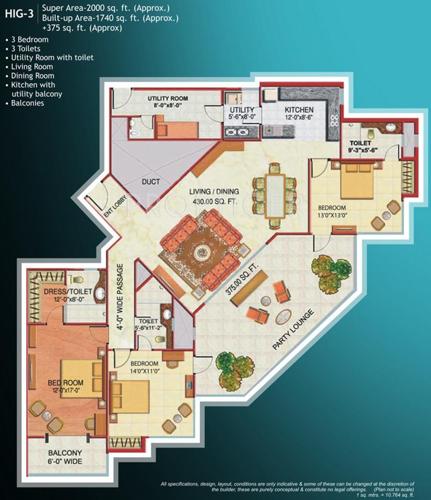Mahagun Majestic (3BHK+3T (2,000 sq ft) 2000 sq ft)