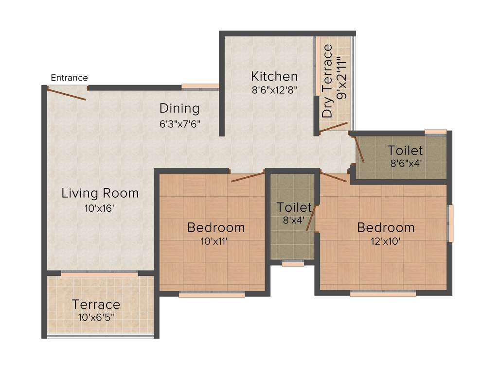 Rohan Silver Gardenia (2BHK+2T (960 sq ft) 960 sq ft)