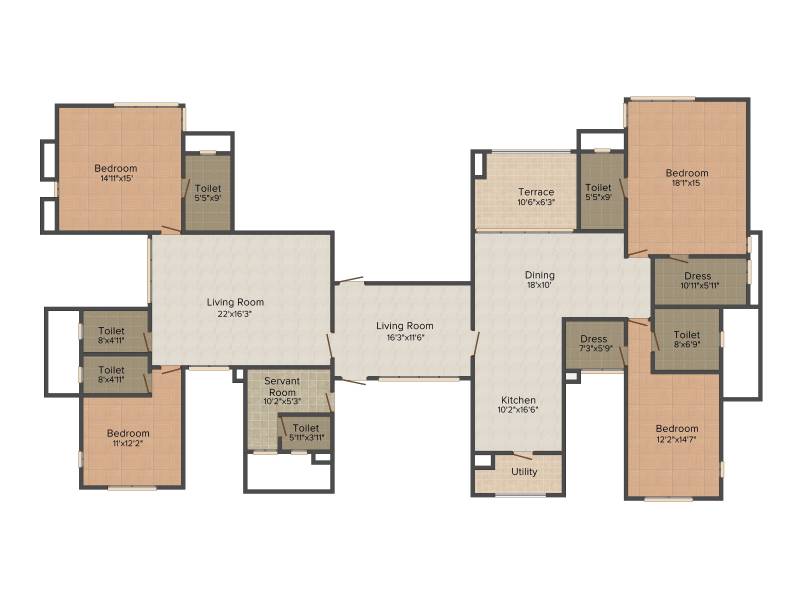Vascon 10 Luxe (4BHK+4T (3,490 sq ft)   Servant Room 3490 sq ft)