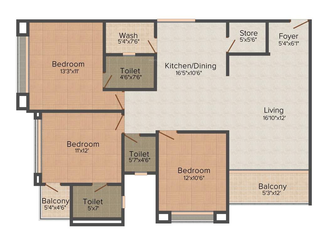 Galaxy Galaxy Height (3BHK+3T (1,530 sq ft) 1530 sq ft)