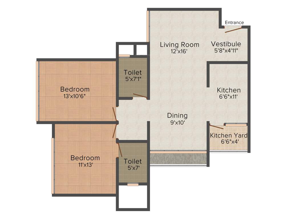 Sheetal Vedika E Series (2BHK+2T (1,170 sq ft) 1170 sq ft)