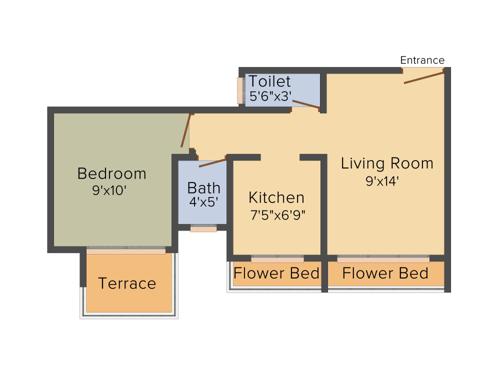 Aaron Kanupriya (1BHK+1T (670 sq ft) 670 sq ft)