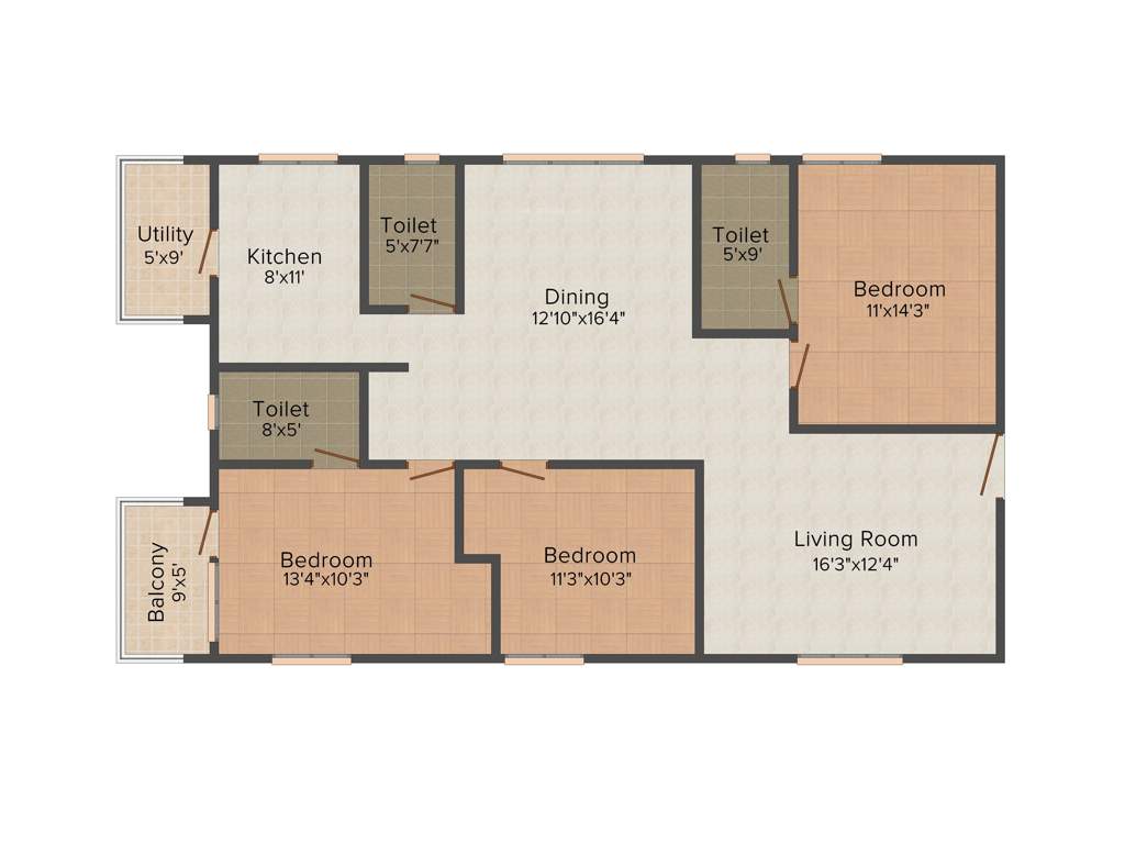 Modi Greenwood Residency (3BHK+3T (1,665 sq ft) 1665 sq ft)