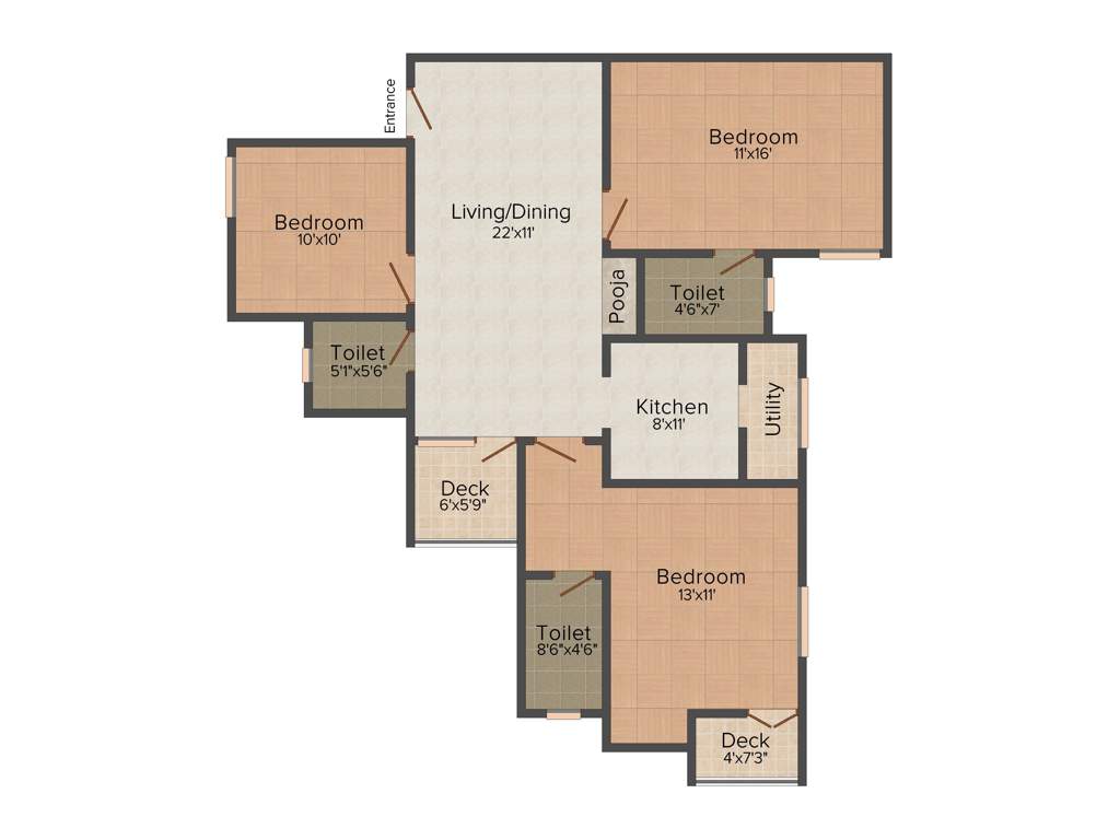 Mohan Swara (3BHK+3T (1,288 sq ft)   Pooja Room 1288 sq ft)