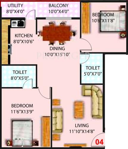 SLV Sunflower (2BHK+2T (1,136 sq ft) 1136 sq ft)