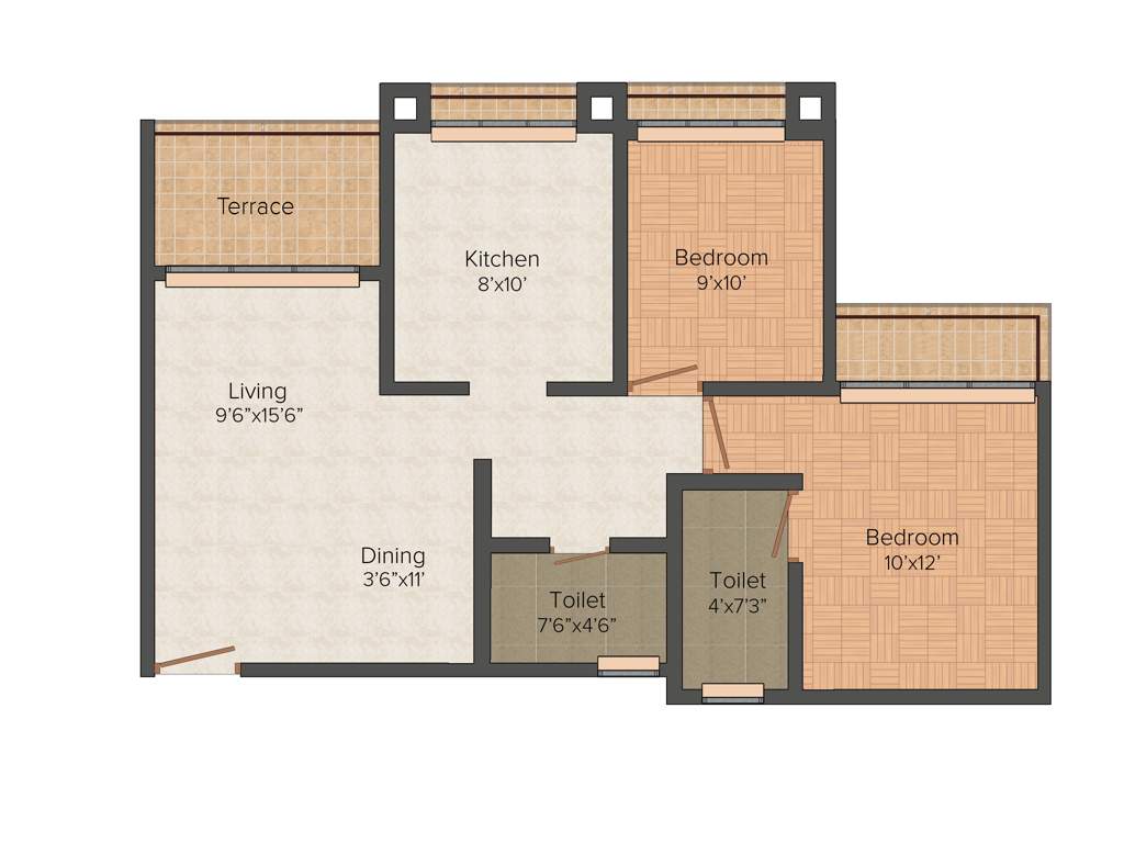 Triveni Triveni Flora (2BHK+2T (968 sq ft) 968 sq ft)