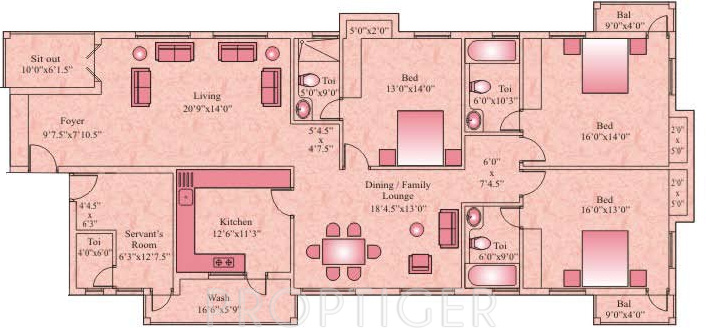 Golden Kings Court (3BHK+3T (2,804 sq ft)   Servant Room 2804 sq ft)