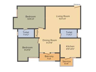 JD Imperial Homes (2BHK+2T (925 sq ft) 925 sq ft)