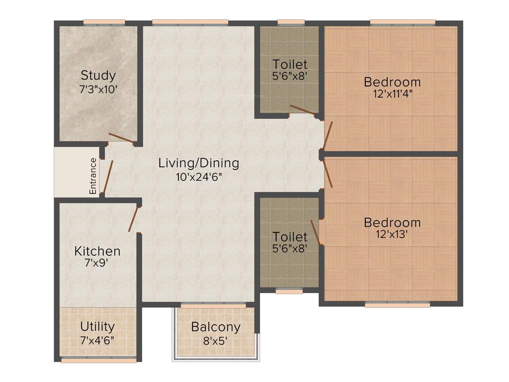 Prestige Ferns Residency (2BHK+2T (1,290 sq ft) + Study Room 1290 sq ft)