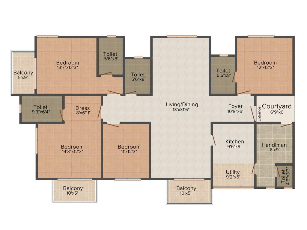 Prestige Ferns Residency (4BHK+5T (2,569 sq ft) + Servant Room 2569 sq ft)